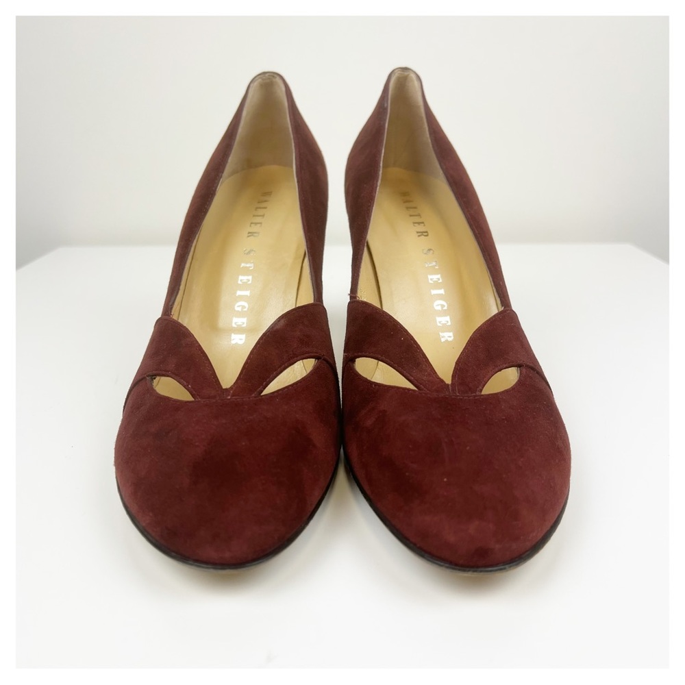 Walter Steiger Burgundy Suede Heels Size 10 - Picture 2 of 9